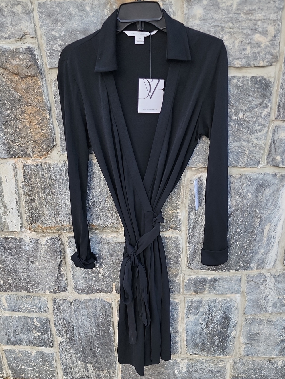 Diane von Furstenberg New Jeanne Two Black Wrap Dress 12